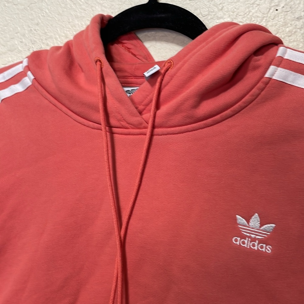 Adidas Orange Cropped Hooded Sweatshirt. Very Good Condition. Size XS. - Picture 4 of 8